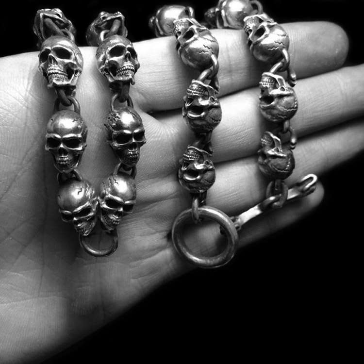 Mens Skull Necklace - 925 Silver Silver Skull Necklace - Image 5