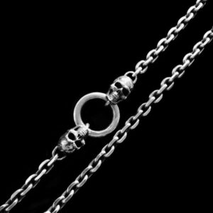 Double Skull Beads Necklace - 925 Silver Necklace for Men