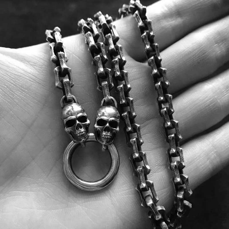 Skull Necklace - 925 Sterling Silver Gothic Men's Necklace - Image 5