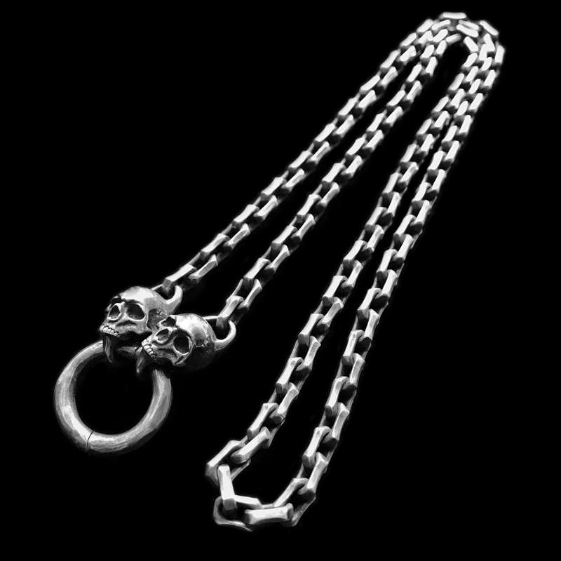 Skull Edges Necklace – 925 Sterling Silver Gothic Necklace - MENSSKULL 925 silver jewelry