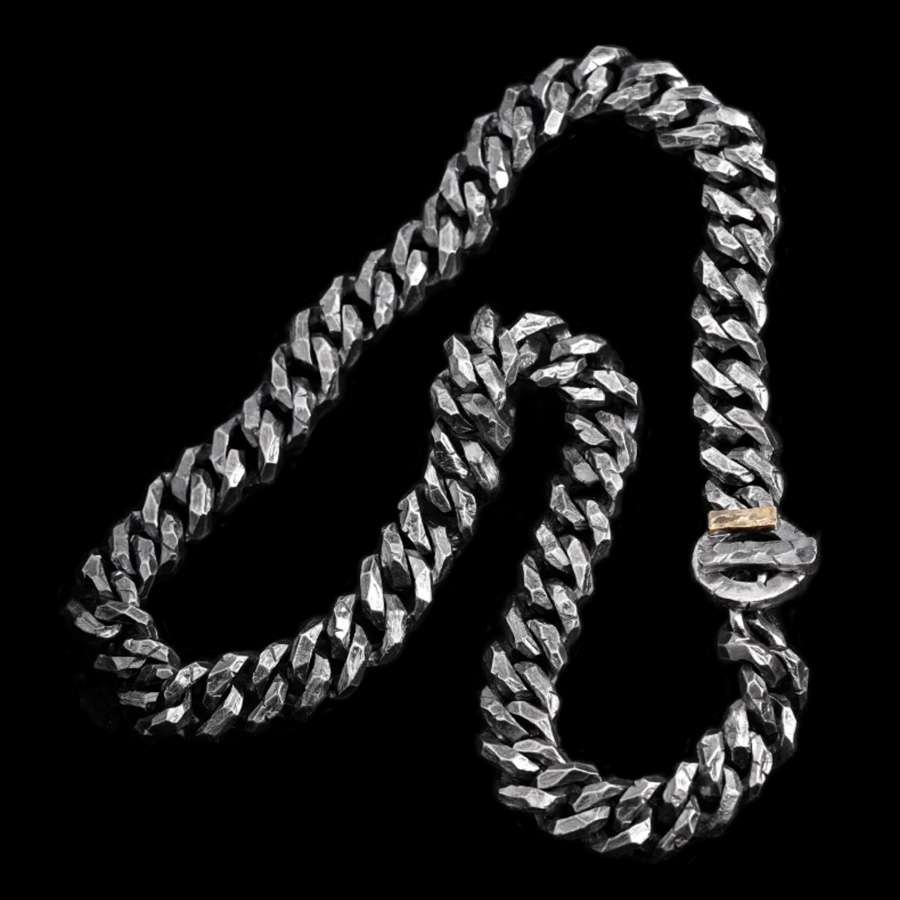 Heavy Hammered Cuban Chain - 925 Silver Necklace for Men - Image 4