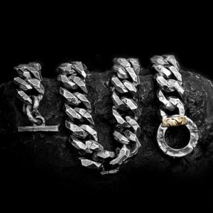 Heavy Hammered Cuban Chain - 925 Silver Necklace for Men