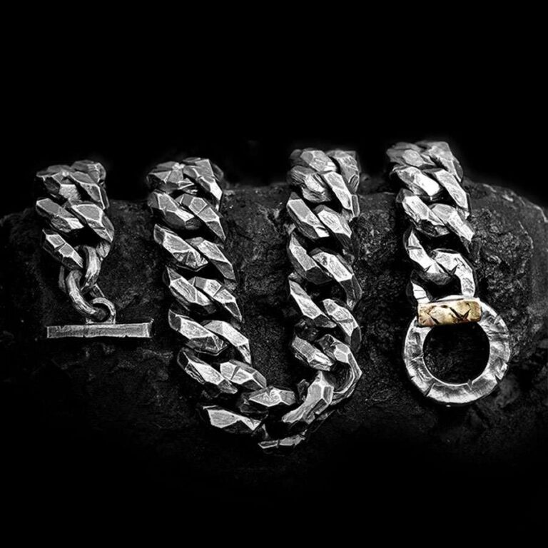14.5mm Faceted Cuban Toggle Chain - 925 Silver