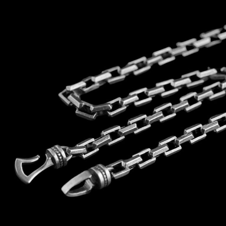 7mm Rectangular Link Hook Chain - 925 Silver