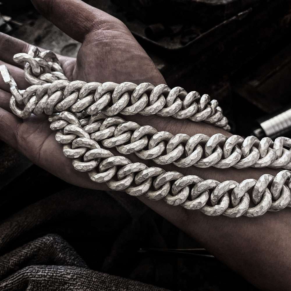 Heavy Hammered Cuban Chain - 8mm 925 Silver Necklace - Image 5