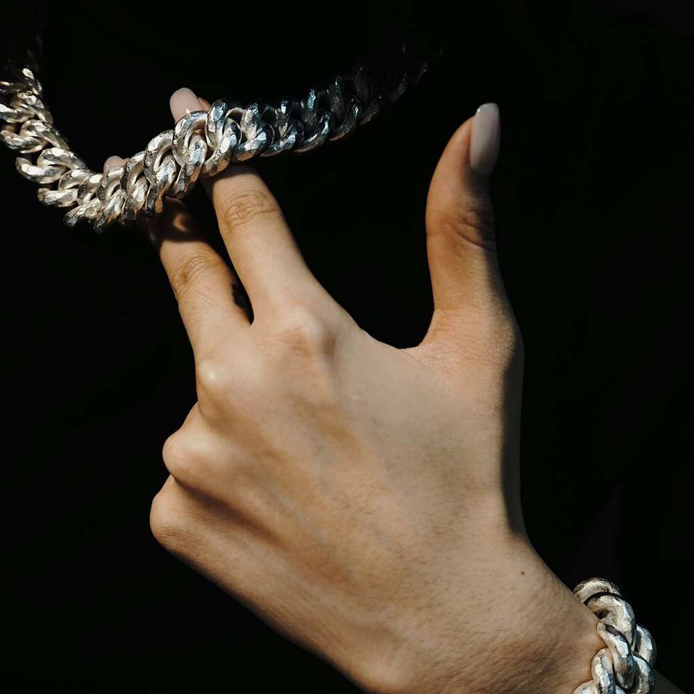 Heavy Hammered Cuban Chain - 8mm 925 Silver Necklace - Image 2