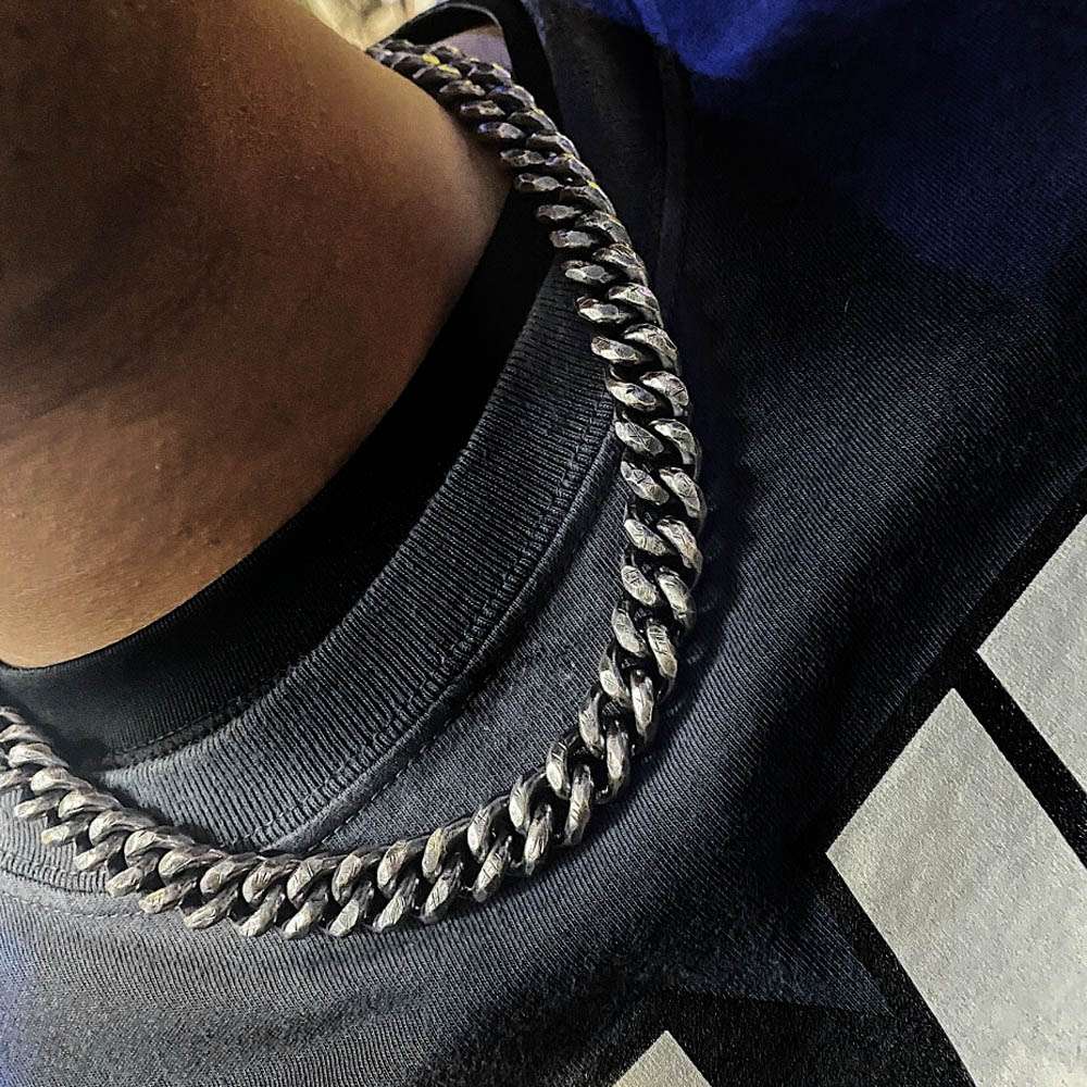 Heavy Hammered Cuban Chain - 8mm 925 Silver Necklace - Image 4