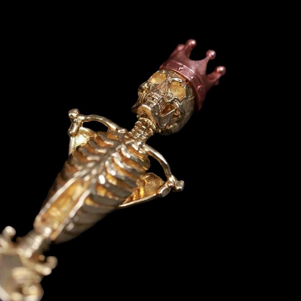 Brass Skull Spoon - Gothic Brass & Steel Skull Ritual Spoon Artifact - Image 4