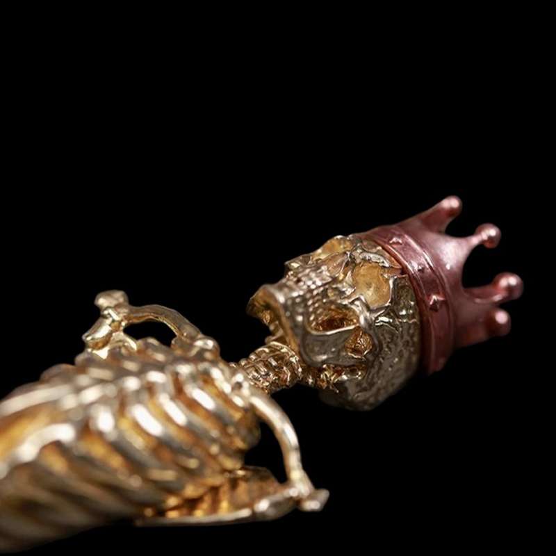 Brass Skull Spoon - Gothic Brass & Steel Skull Ritual Spoon Artifact - Image 6