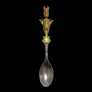 Brass Skull Spoon – Gothic Brass & Steel Skull Ritual Spoon Artifact