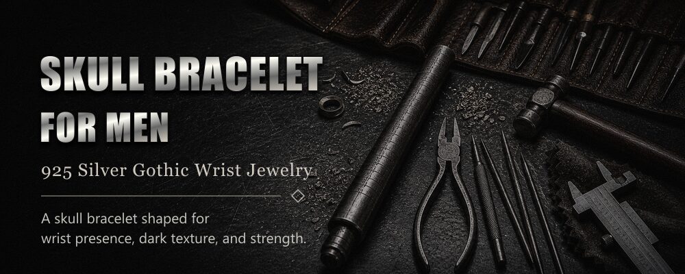 skull bracelet for men 925 sterling silver metalsmith tools workshop banner