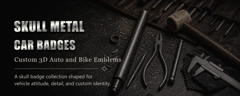 skull metal car badges metal badge material with weather-resistant finish metalsmith tools workshop banner