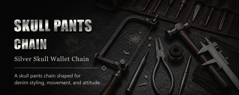 skull pants chain silver material as listed metalsmith tools workshop banner