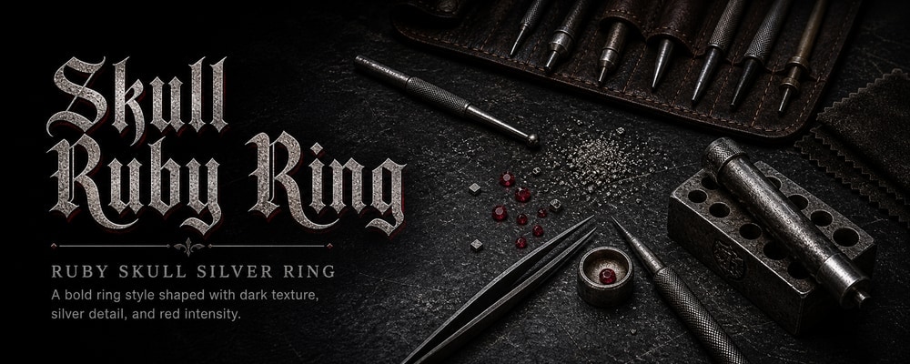 Skull Ruby Ring MENSSKULL silver jewelry making tools banner