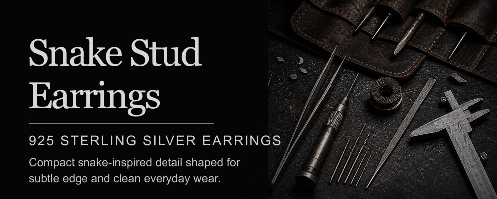 Snake Stud Earrings 925 sterling silver mens earrings jeweler tools banner