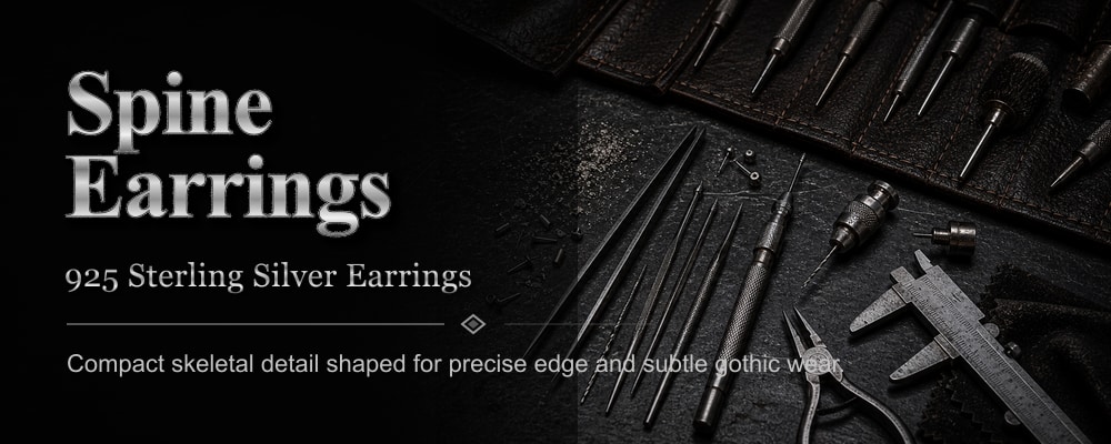 Spine Earrings 925 sterling silver earrings dark silversmith tools banner