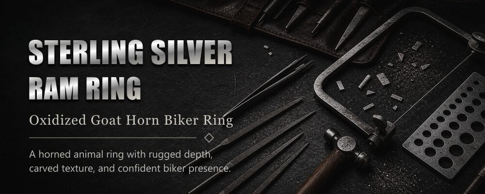 sterling silver ram ring 925 sterling silver workshop banner with silversmith tools