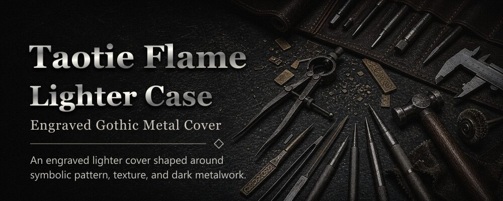 Taotie lighter case engraved metal lighter cover metalsmith tools workshop banner