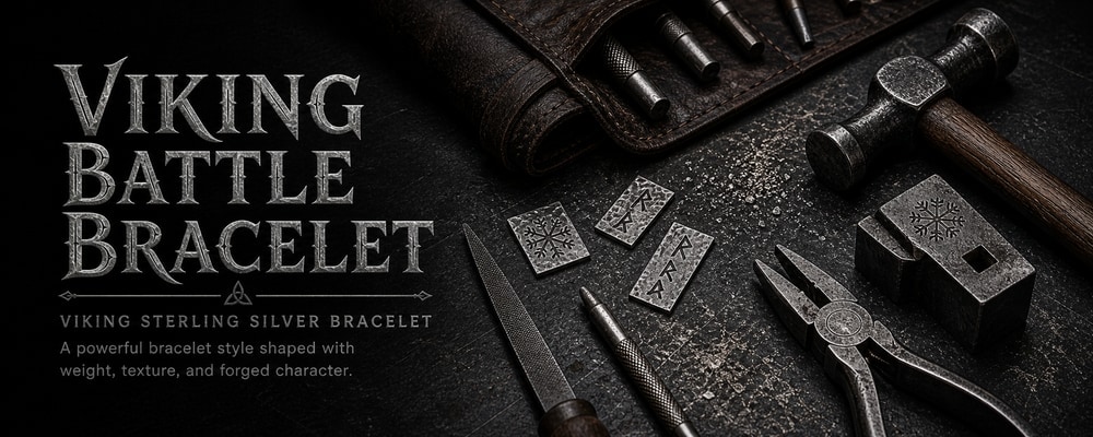 Viking Battle Bracelet MENSSKULL silver jewelry making tools banner