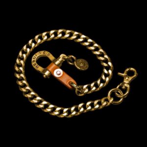 Brass horseshoe wallet chain with secure buckle