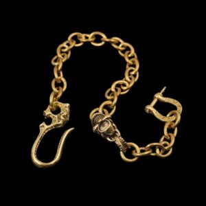 One-Eyed Skull Wallet Chain - Brass Skull Buckle Key Chain