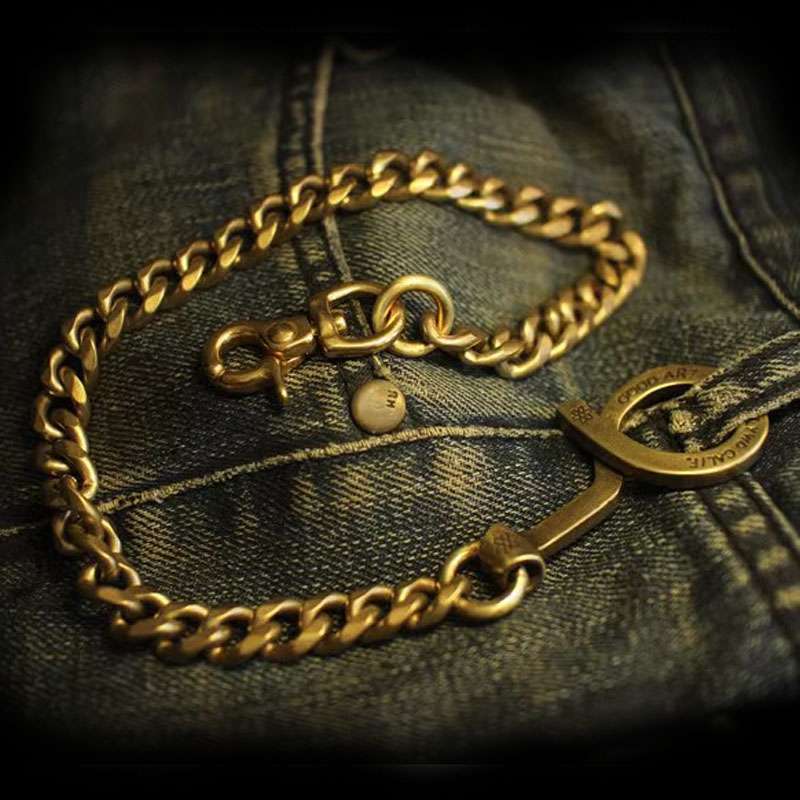 Q Buckle Wallet Chain for Men - Brass Pants Chain - Image 4