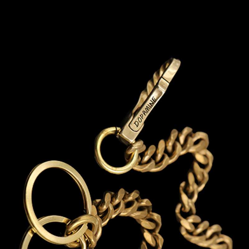 Double Buckle Wallet Chain for Men - Brass Biker Chain - Image 4