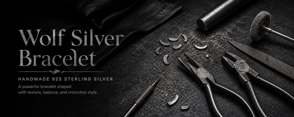 Wolf Silver Bracelet MENSSKULL silver jewelry making tools banner