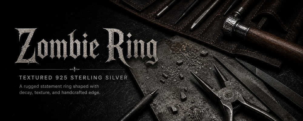 Zombie Ring MENSSKULL silver jewelry making tools banner