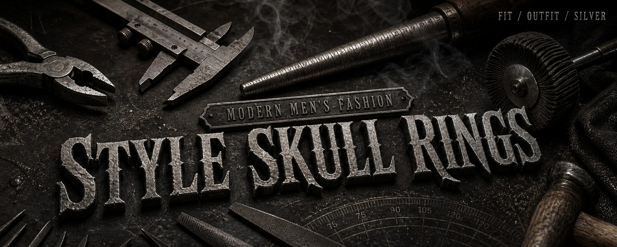 MENSSKULL style skull rings modern men's fashion dark metalsmith workshop banner