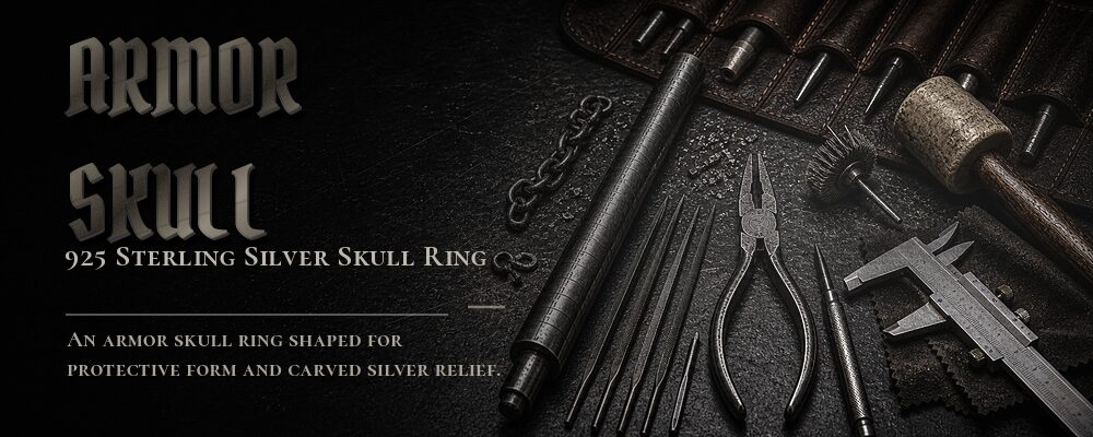 armor skull ring 925 silver as listed metalsmith tools workshop banner