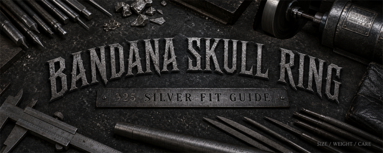MENSSKULL Bandana Pirate Skull Ring 925 silver fit guide dark metalsmith workshop banner