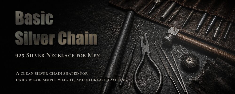 basic silver chain necklace 925 silver metalsmith tools workshop banner