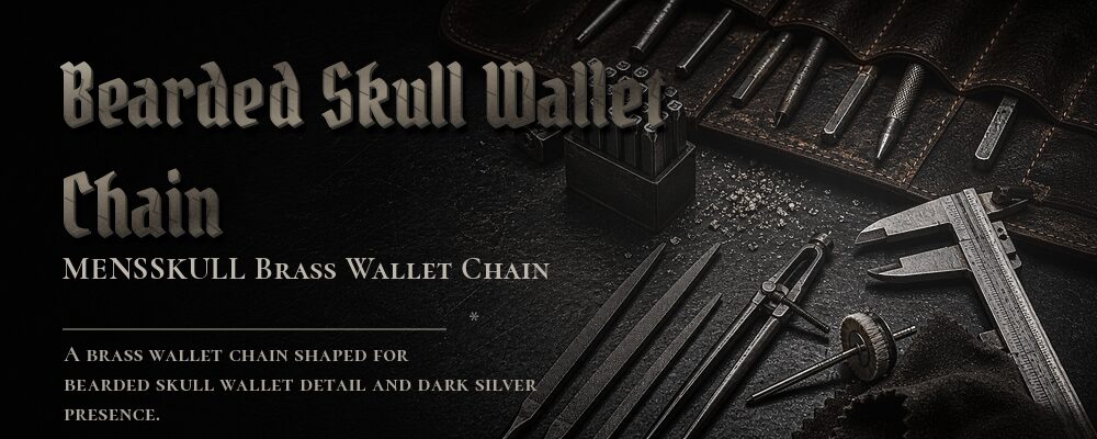 bearded skull wallet chain Brass as listed jewelry workshop tools banner