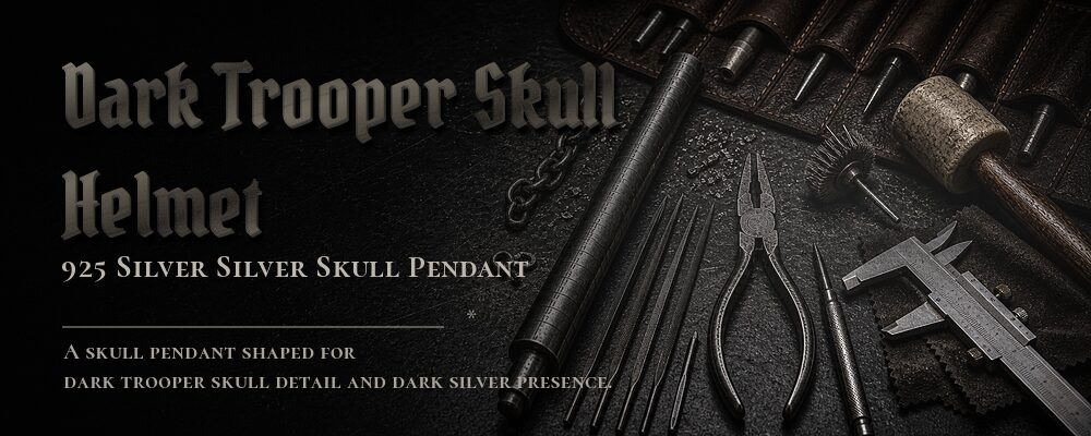 dark trooper skull helmet pendant 925 silver as listed jewelry workshop tools banner