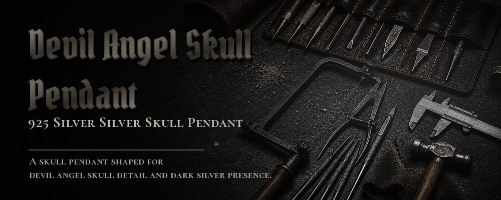 devil angel skull pendant 925 Silver as listed jewelry workshop tools banner