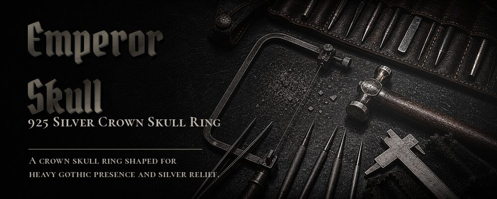 emperor skull ring 925 silver as listed metalsmith tools workshop banner