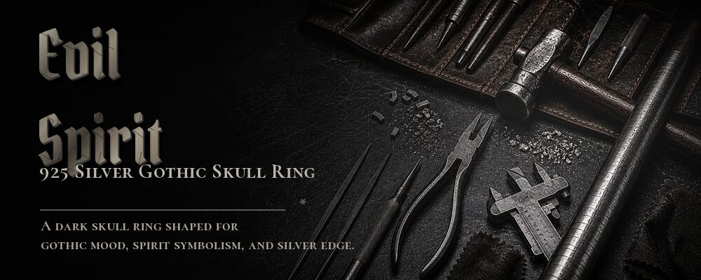 evil spirit skull ring 925 silver as shown by product imagery and category context; confirm current product facts on the page metalsmith tools workshop banner
