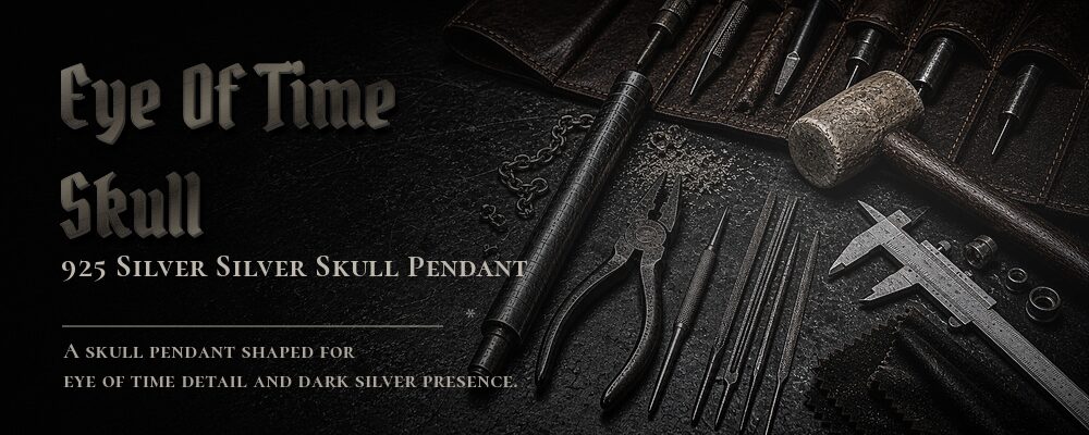 eye of time skull pendant 925 SILVER as listed jewelry workshop tools banner
