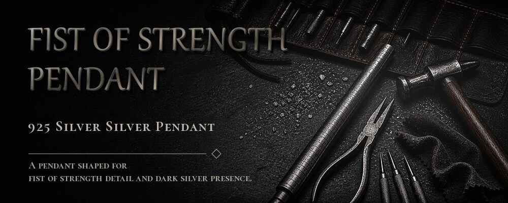 fist of strength pendant 925 SILVER as listed jewelry workshop tools banner