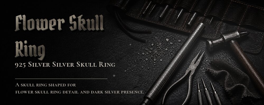 flower skull ring International standard 925 sterling silver as listed jewelry workshop tools banner