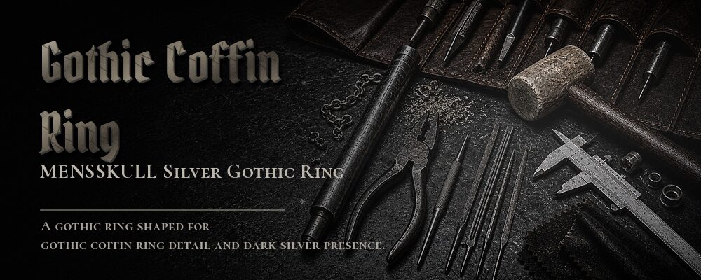 gothic coffin ring material details should be confirmed from the current product options jewelry workshop tools banner
