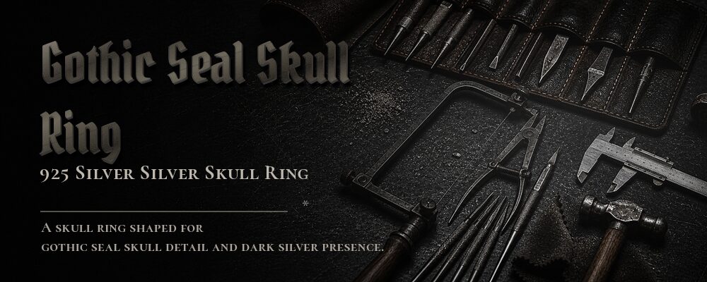 gothic seal skull ring 925 silver as listed jewelry workshop tools banner