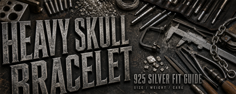 MENSSKULL heavy skull bracelet 925 silver fit guide dark metalsmith workshop banner