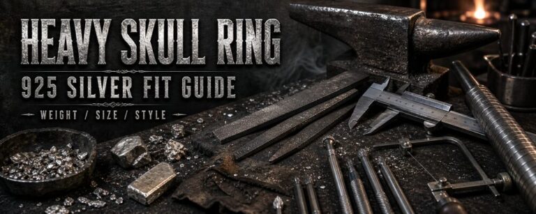 MENSSKULL heavy skull ring 925 silver fit guide dark metalsmith workshop banner
