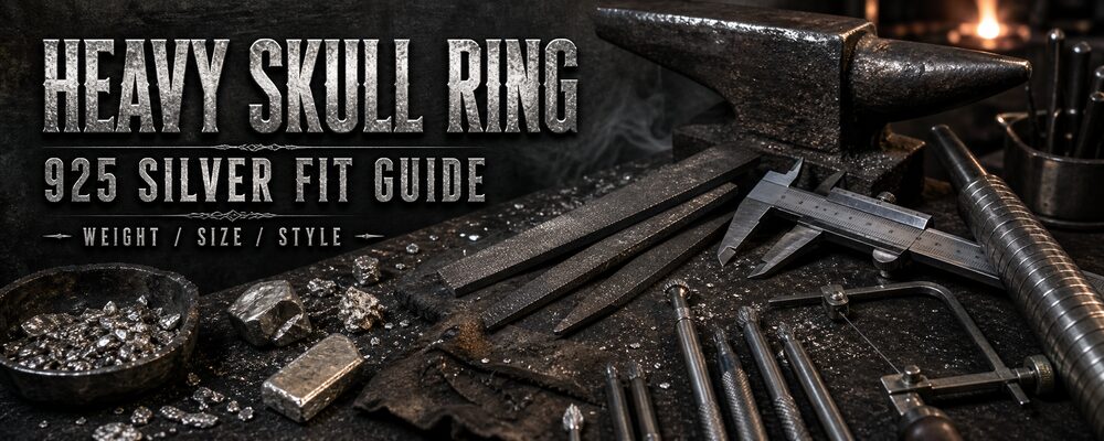 MENSSKULL heavy skull ring 925 silver fit guide dark metalsmith workshop banner