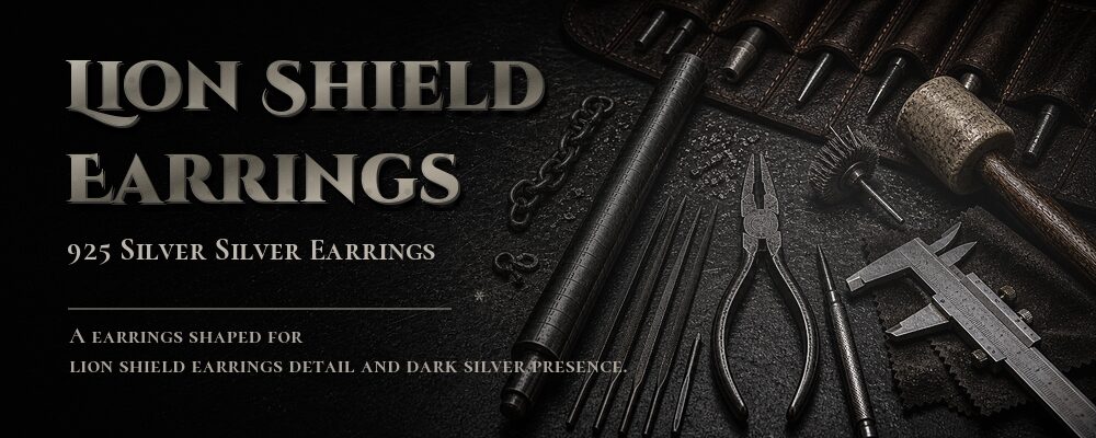 lion shield earrings 925 SILVER as listed jewelry workshop tools banner