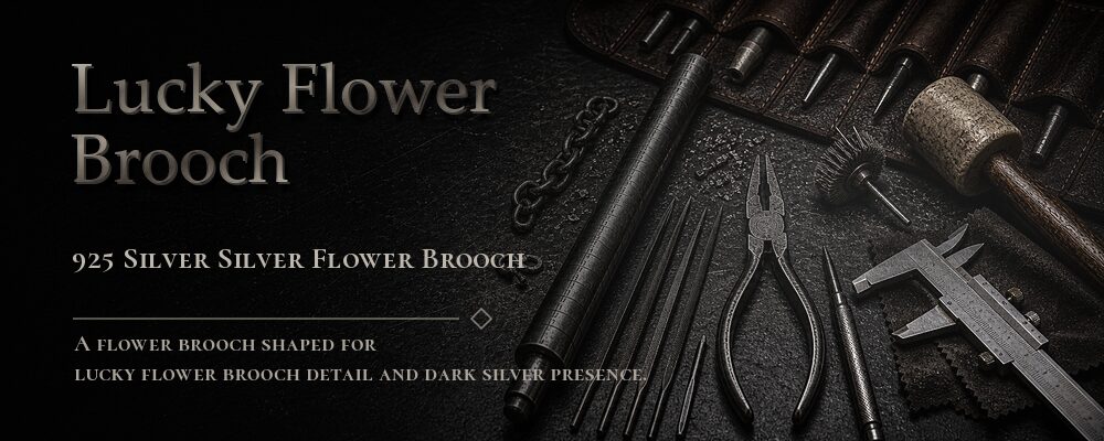 lucky flower brooch 925 silver + Brass needle as listed jewelry workshop tools banner