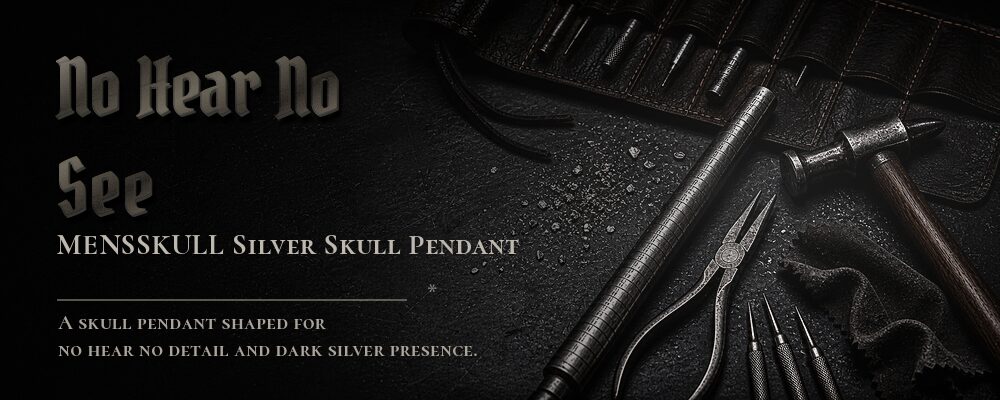no hear no see no say skull pendant material details should be confirmed from the current product options jewelry workshop tools banner