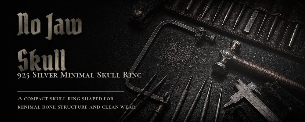 no jaw skull ring 925 silver as listed metalsmith tools workshop banner